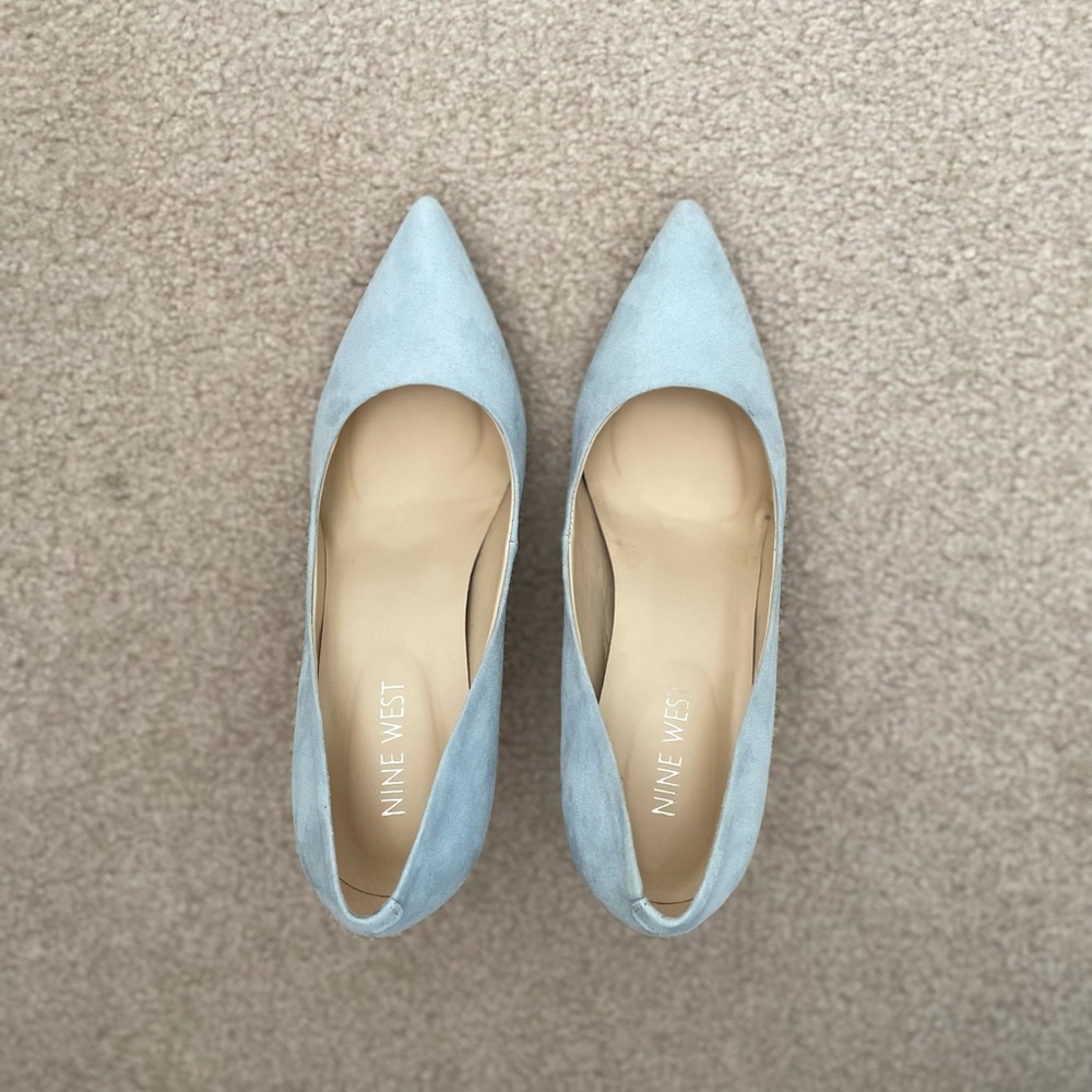Nine West Light Blue Suede Heels